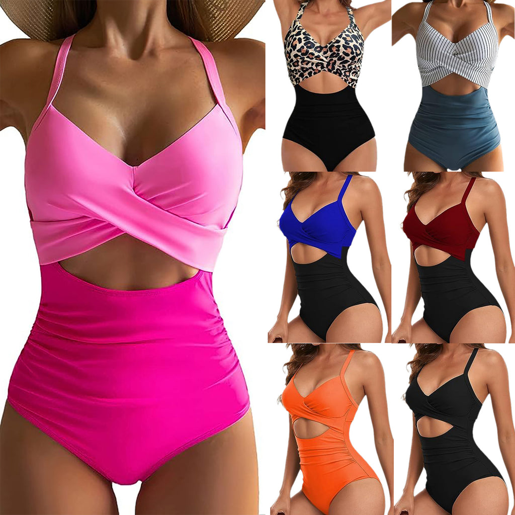 Maillot de bain monocolore pour femmes de style européen et américain avec un panneau sans dos