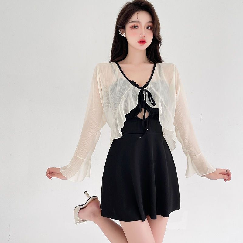 Maillot de bain à manches longues pour femmes Siamois Conservateur Blouse Slimming Slim Fit