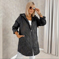 Plus grandes femmes mi-longueur à capuche chaud et détendu-fit manteau