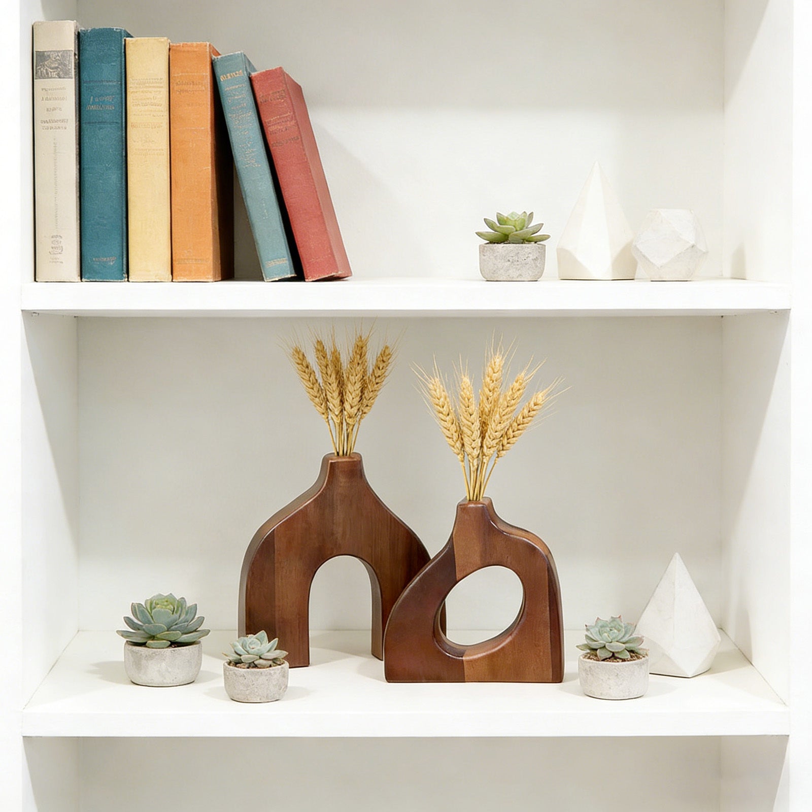 Ensemble de 2 vases en bois décoratif
