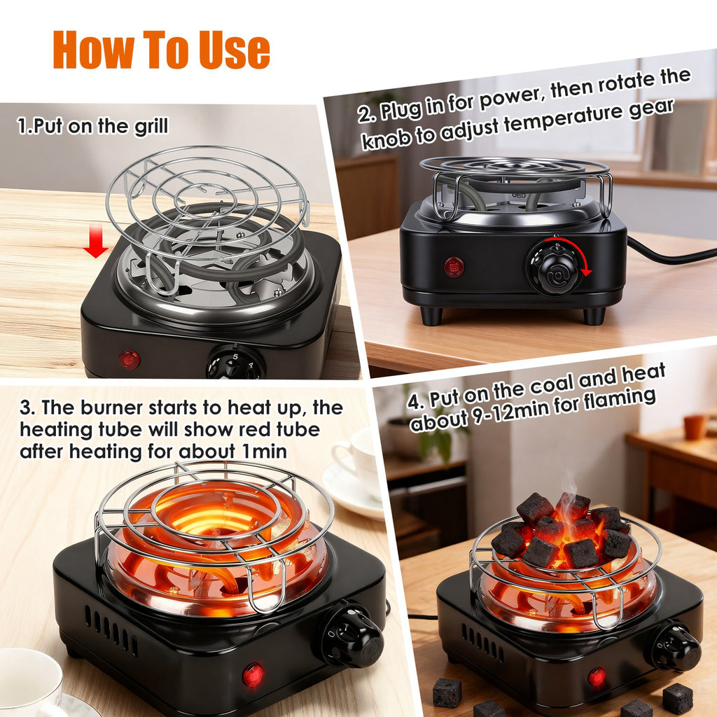 1Pc brûleur de charbon électrique 500W Hookah brûleur de charbon compact pour Hooka Cub