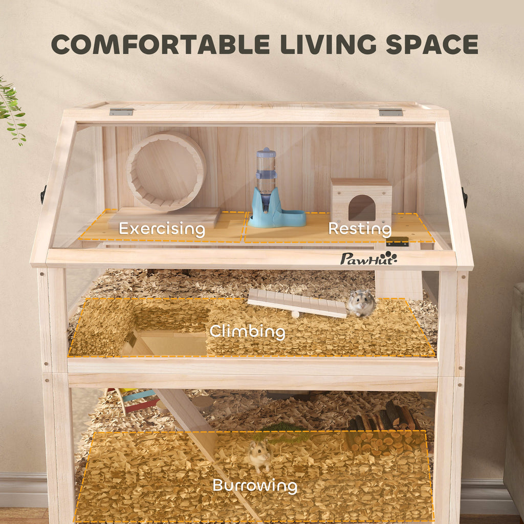 Cage de hamster en bois avec plancher inférieur amovible
