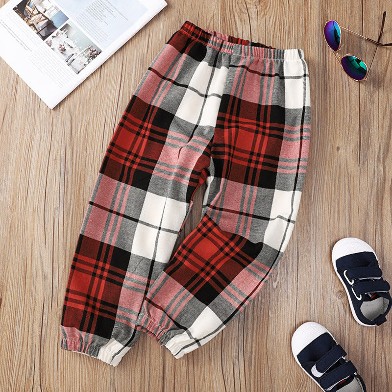 Mode Plaid rouge imprimé Long Moyen enfant