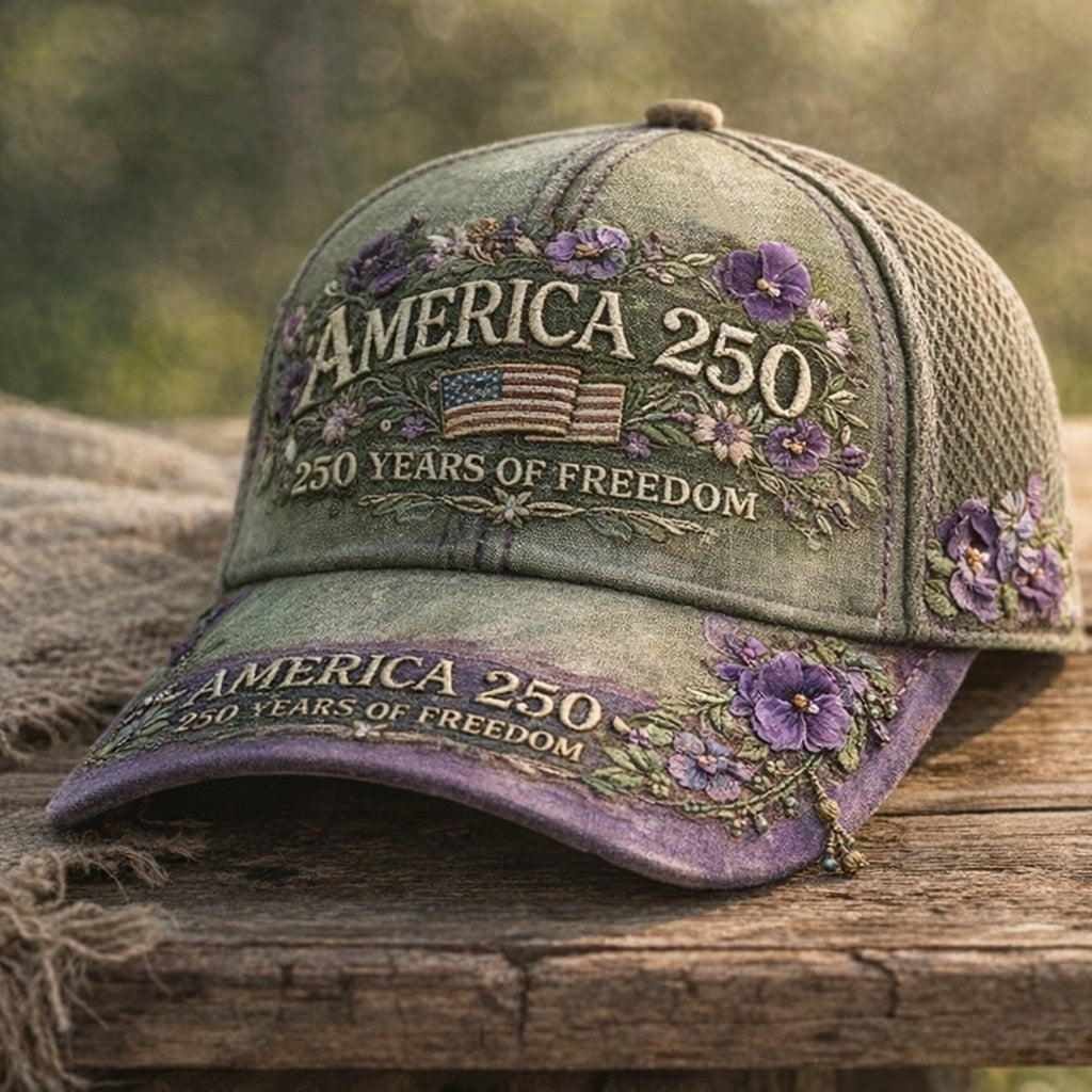 L'Amérique 250ème anniversaire Rose 3D imprimé Casquette de baseball pour les voyages quotidiens et l'indépendance