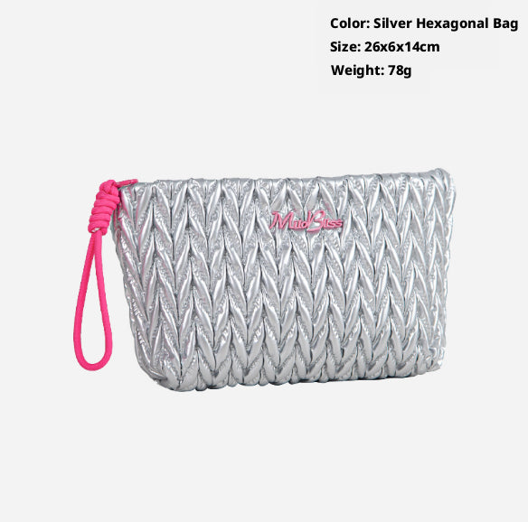 Sac cosmétique-Trois dimensions vignes et plis-Argent-26 * 6 * 14cm-Nylon-1 pièce
