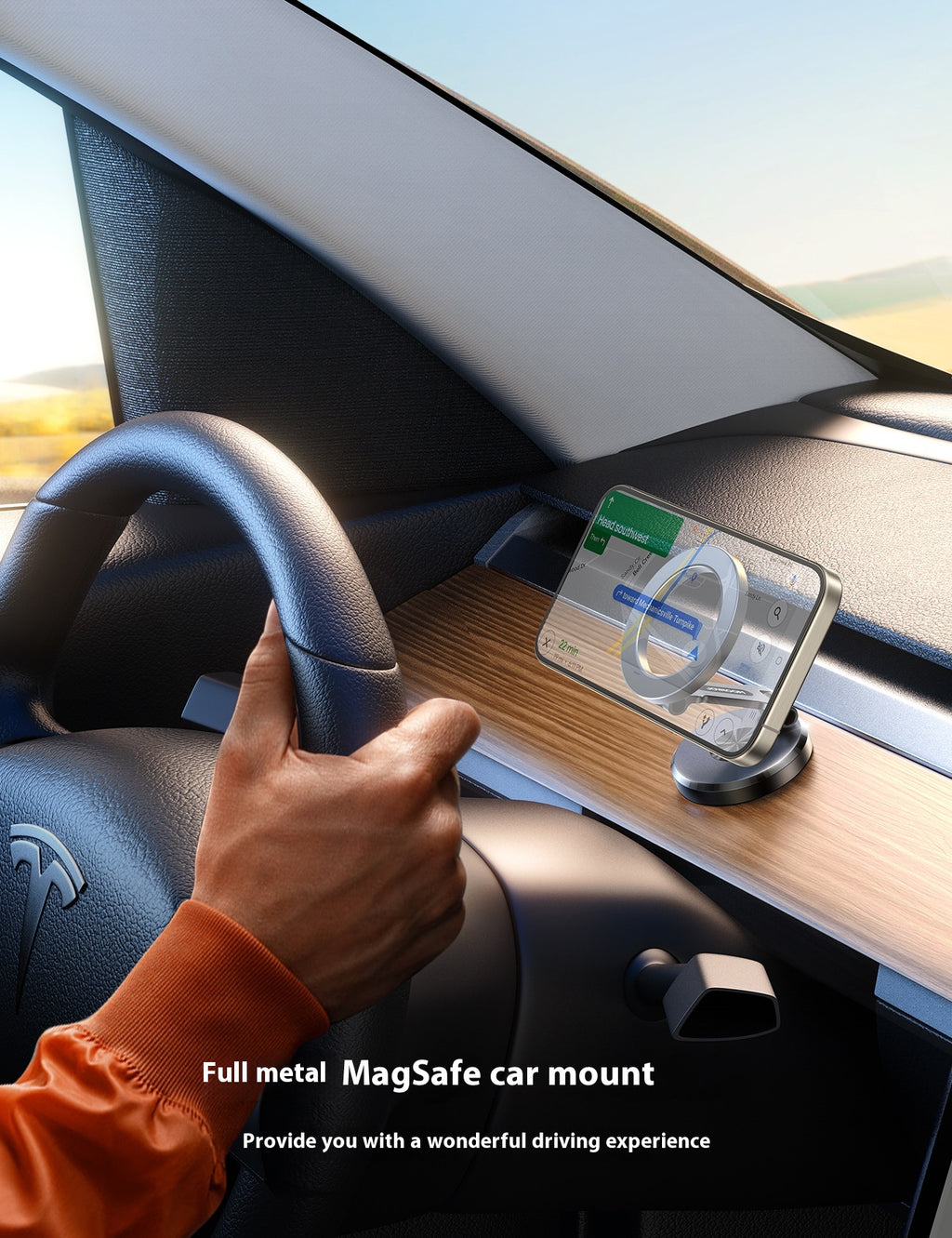 Support magnétique de téléphone de voiture pliant Navigation de voiture Alliage d'aluminium Tableau de bord