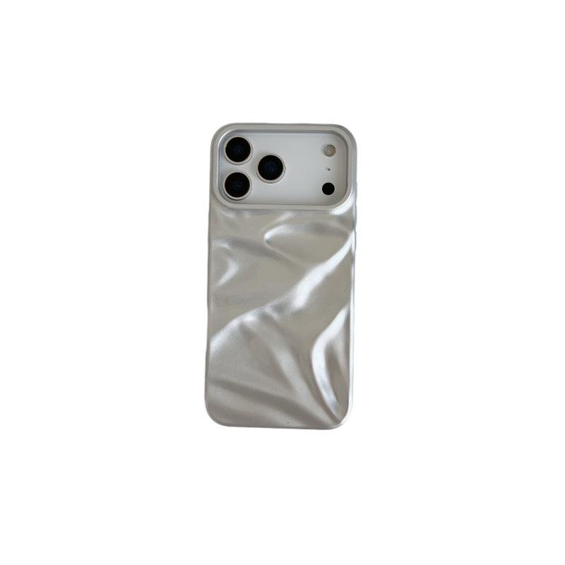 Haute qualité crème blanc plissé cas téléphone modèle