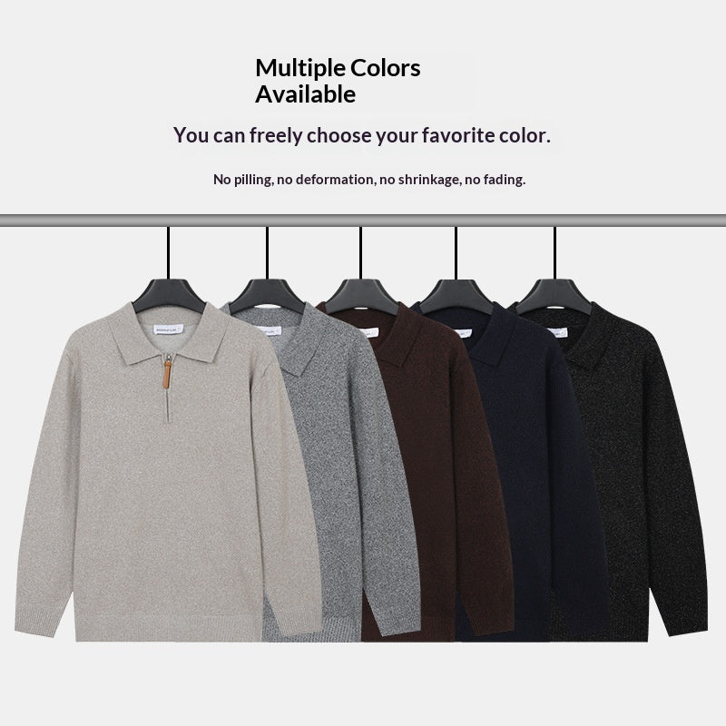 Pull à mailles Lapel avec une demi-zip Et des manches longues pour les hommes