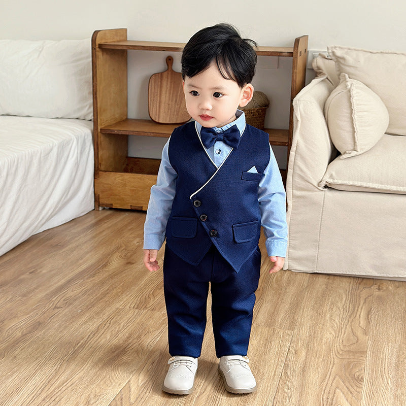 Printemps et automne Vêtements de bébé à manches longues Enfants Trois-pièces Gentlemans Taille formelle Wi