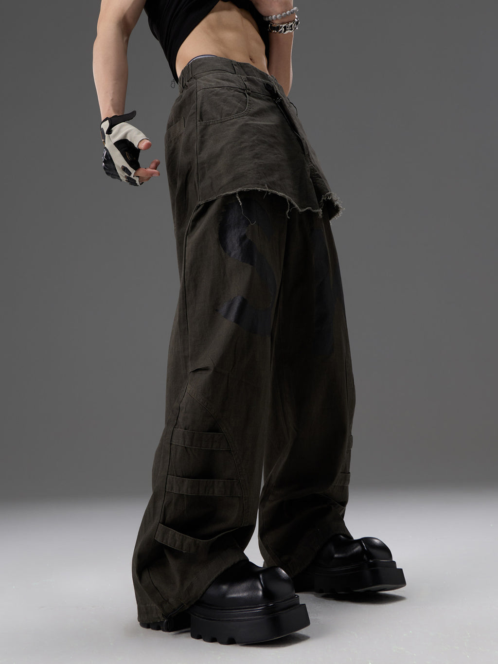 Mock-deux-pièces Design Straight-leg Vêtements de travail Pantalons