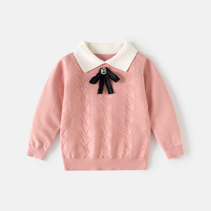 Des filles polyvalentes Lapel tricoté chemise de bas