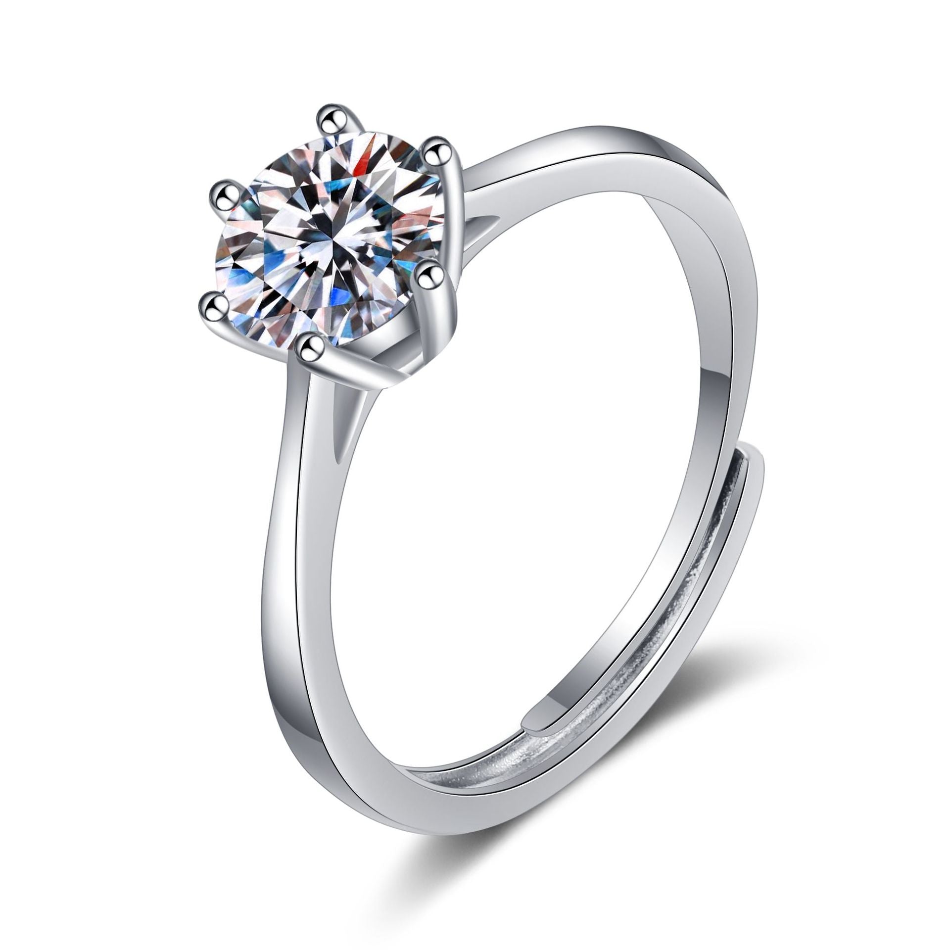 Moissanite 925 Anneau en argent sterling fille