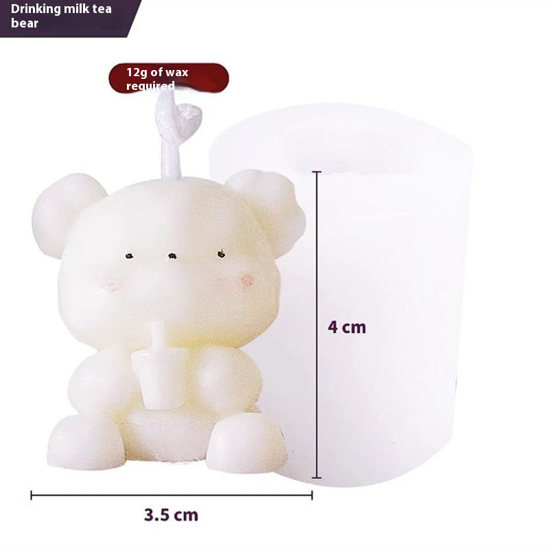 Bougie d'ours mignon Cake DIY Anniversaire Aromathérapie Bougie Silicone Moule de cuisson