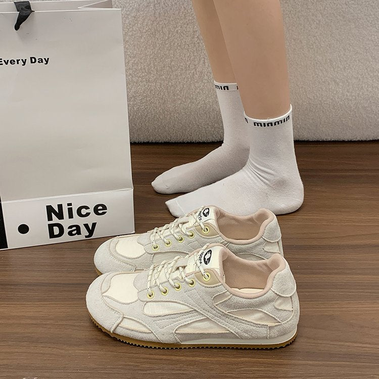 Retro Style Couleur Blocked Round Toe Dentelle Up Allemand Chaussures de formation pour femmes au printemps
