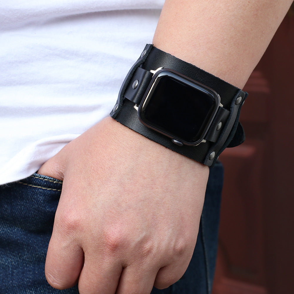 Véritable bracelet de cowhide de montre style punk