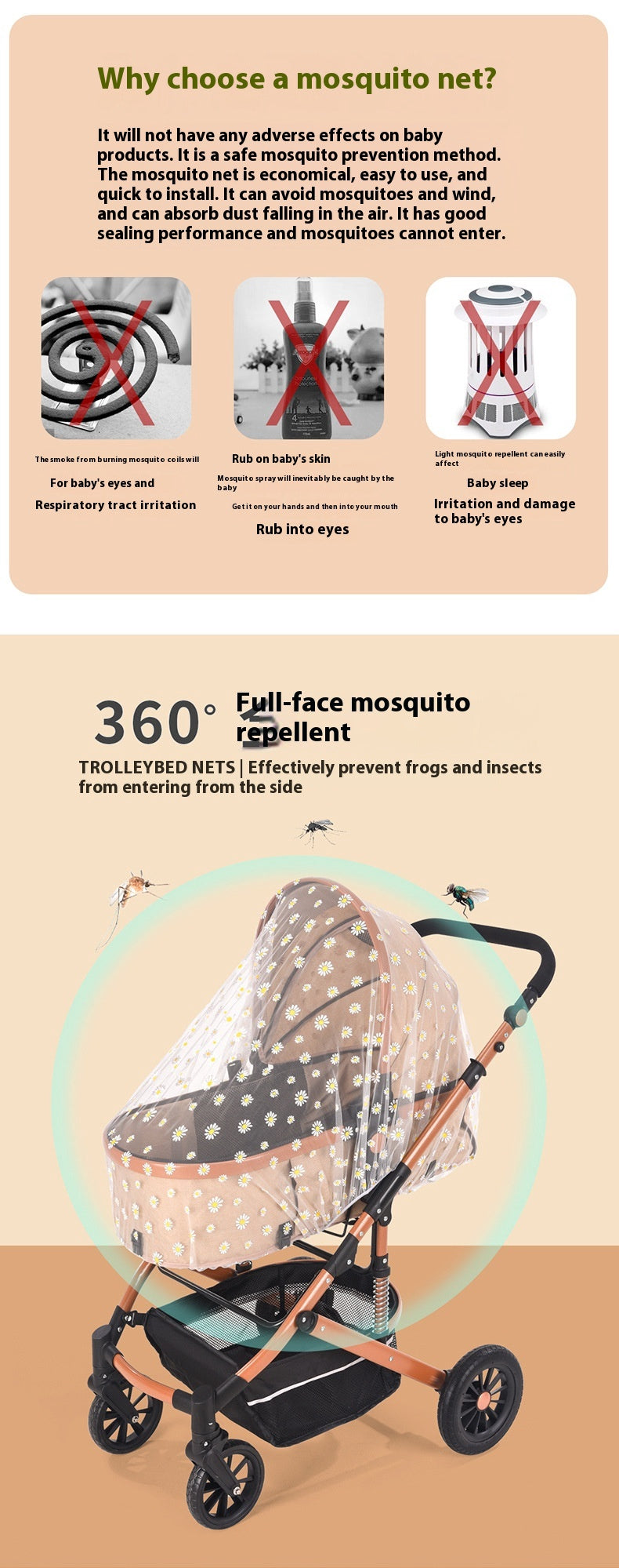 Infantile Mosquito Net Poussette d'impression de type complet