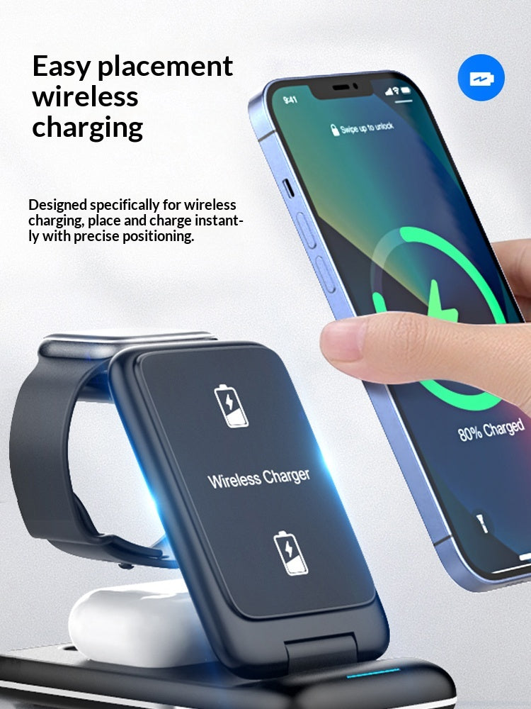 Chargeur de base magnétique sans fil de trois en un