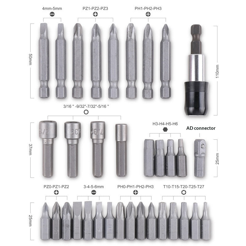 Kit de tournevis hexagonal et ensemble de tournevis 34 pieces
