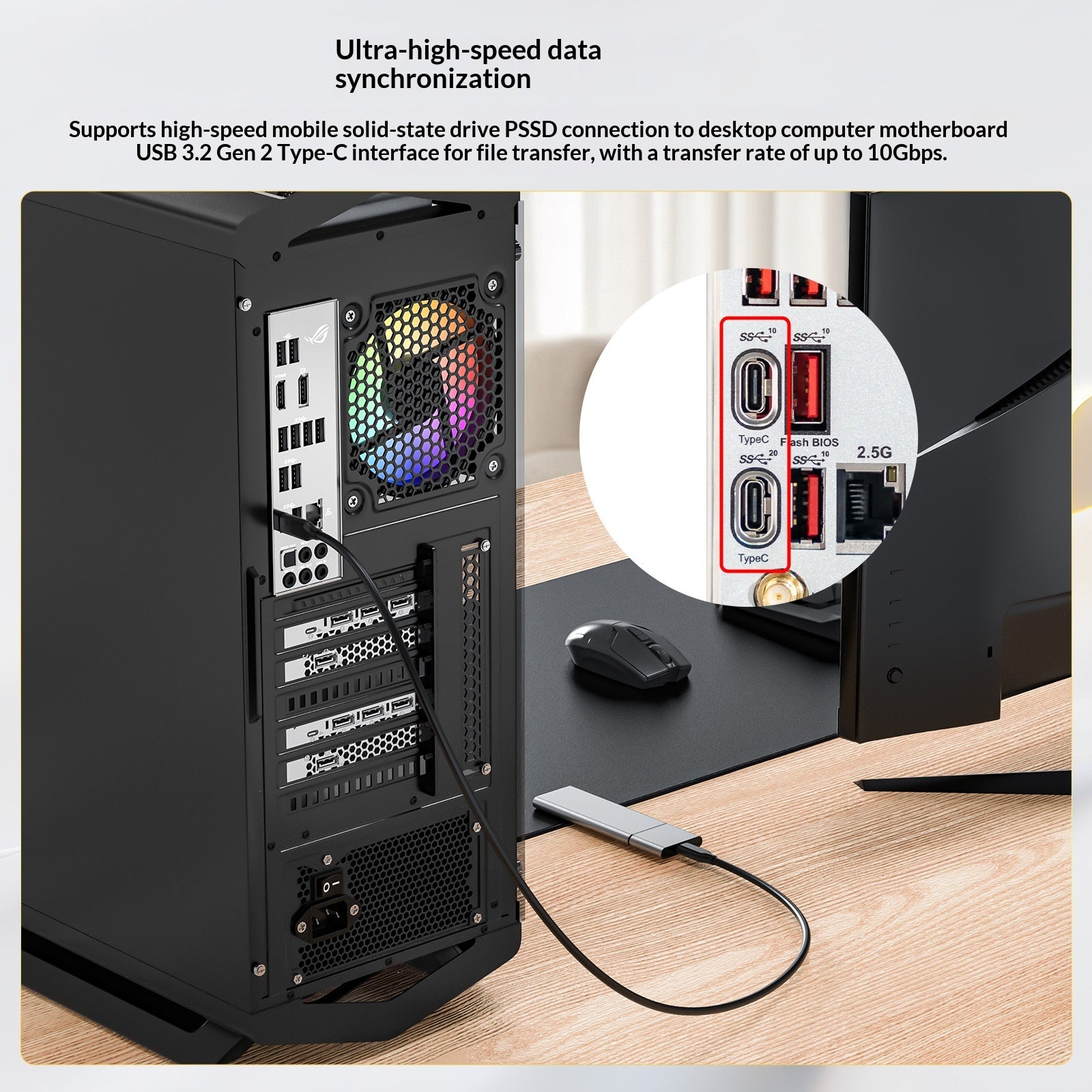 Câble de données de type C double tête SSD M2