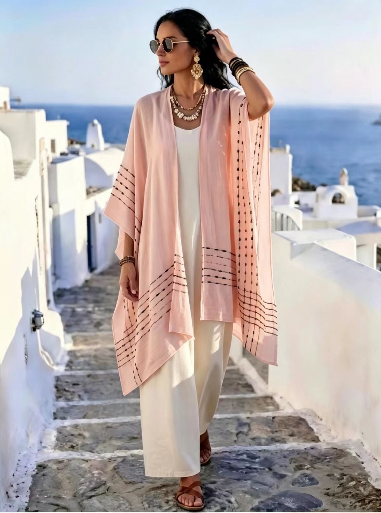 Nouveau style Sun-protective Shaw Womens Resort-style Knitted Cardigan