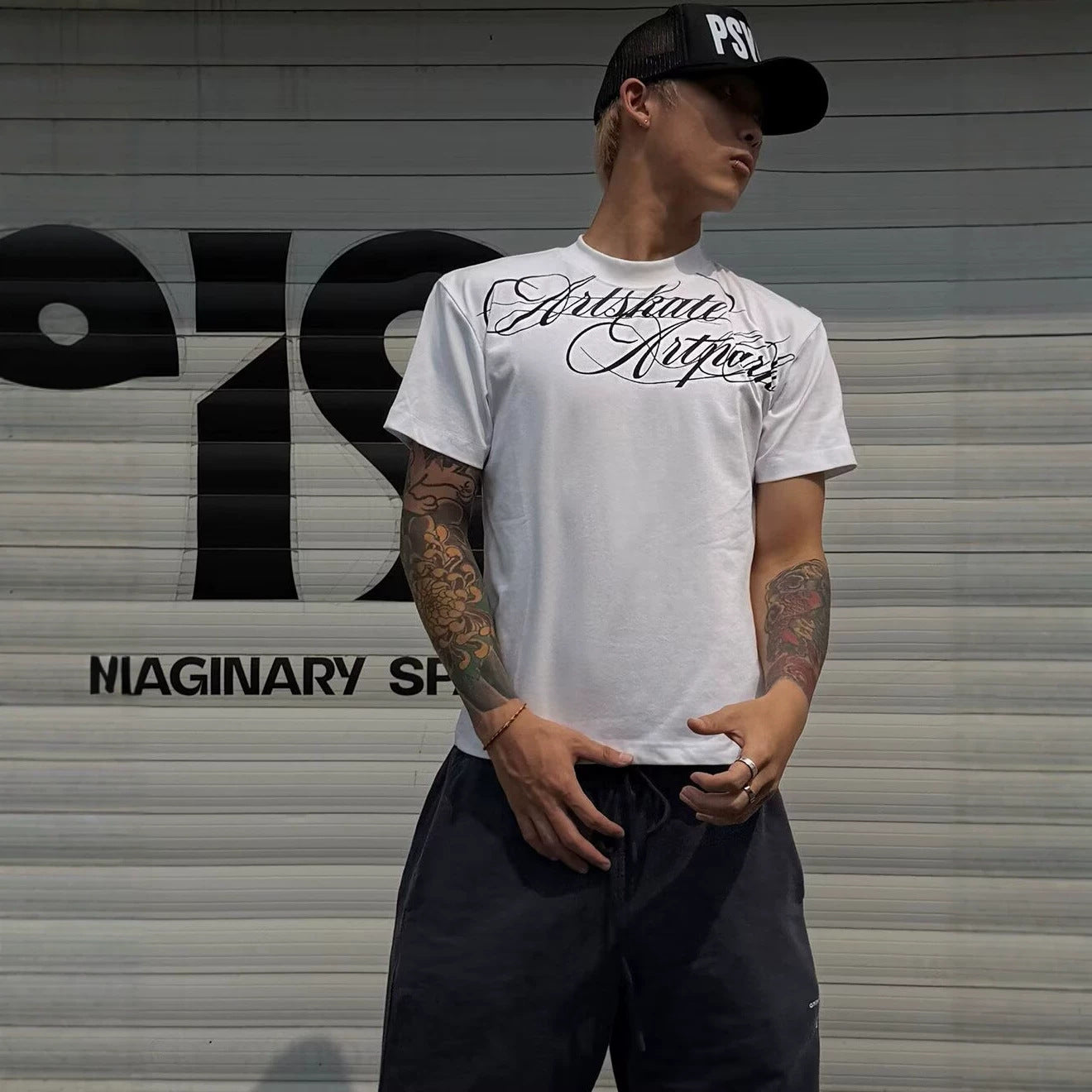 T-shirt manches courtes homme avec impression de lettre personnalisée