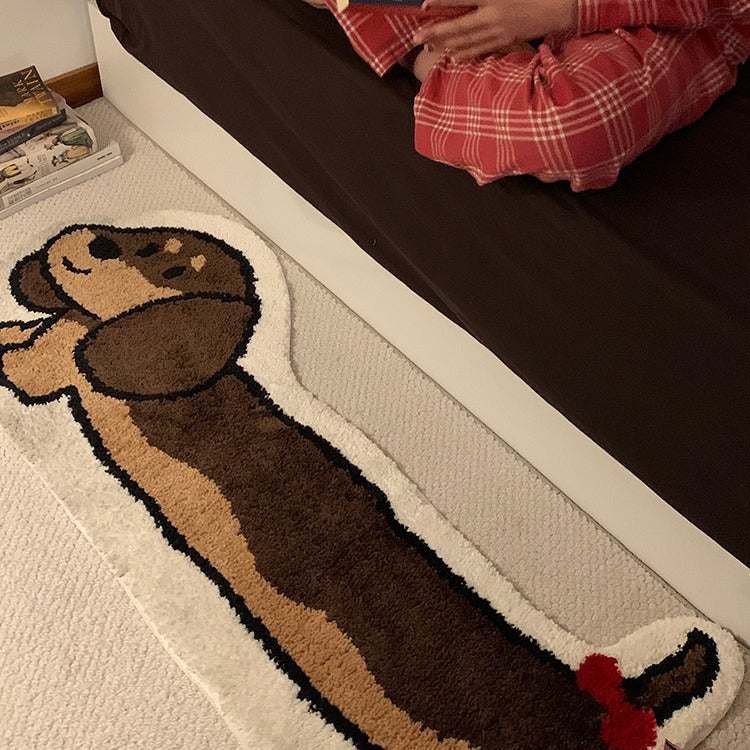 Saucisse Chien Long Épaisseur Flocking Carpet Salon Chambre à coucher Côté lit