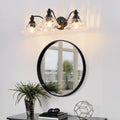 24 pouces 3-Light Vintage salle de bain mur sconce élégant noir métal et verre abat-jour Vanit