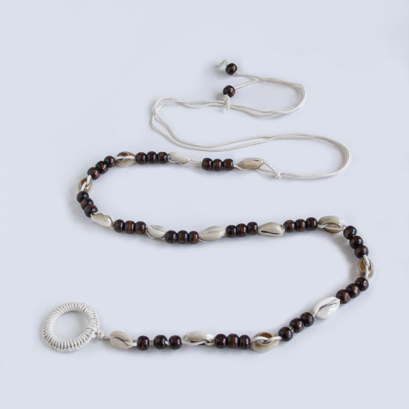 Bohemian style fleur tissée style ethnique fait main perles en bois Ceinture de femmes Loisirs H