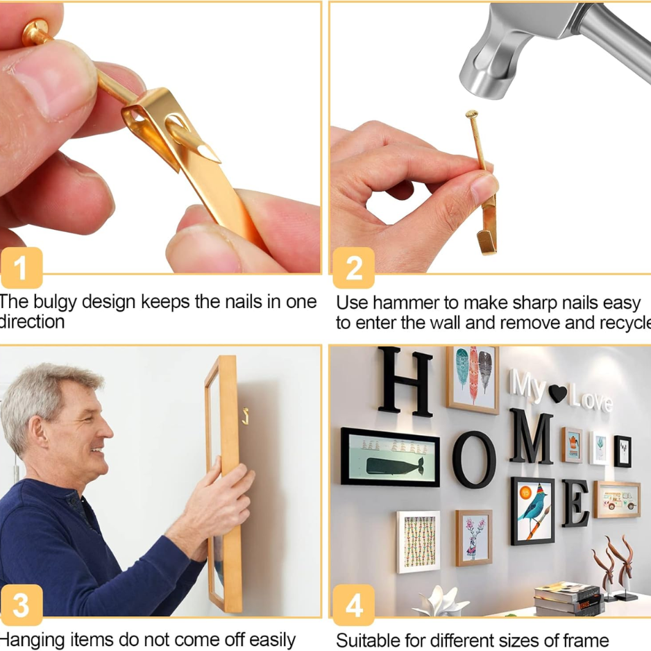 184 Pieces Picture Hanging Kit 20lb 30lb 50lb Picture Hangers Metal Hooks with Nails for D