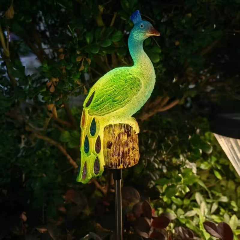 Lampe de paysage à paon solaire résine