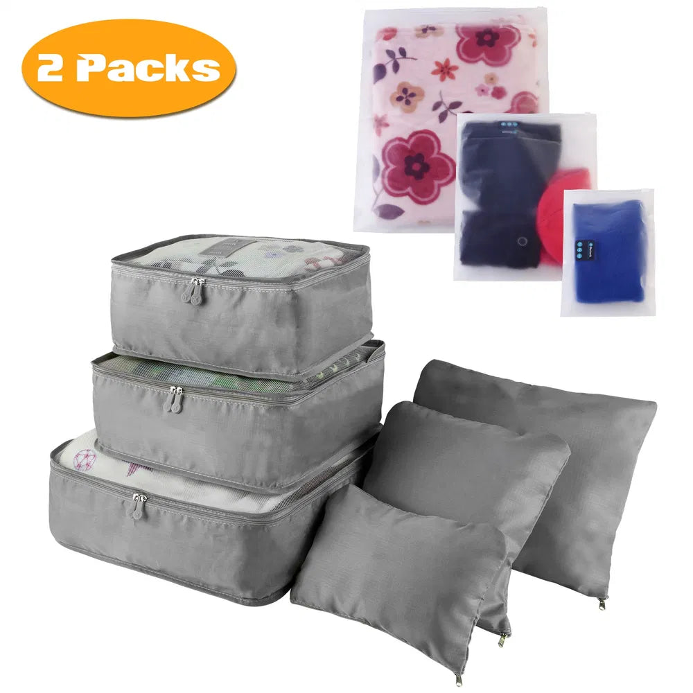 9Pcs Set Sacs de rangement Sacs de voyage résistant à l'eau Organisateur de bagages Vêtements Emballage Cu