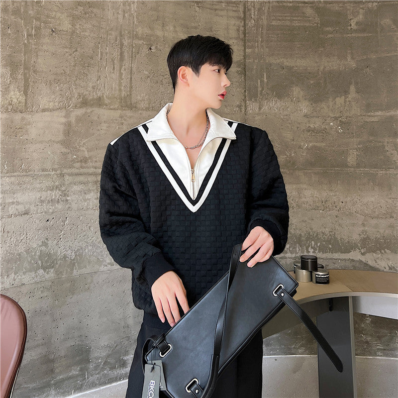 Chemise mixte en couches pour hommes Lapel Faux costume à deux pièces