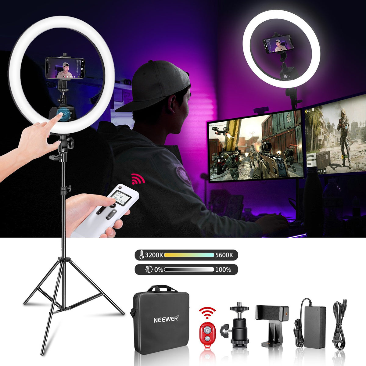18" LED Ring Light Fill Light Mobile Phone Video Shooting Photo Light