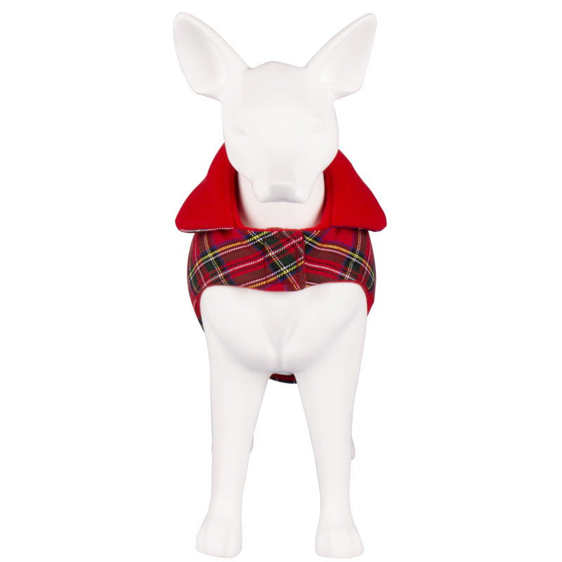 Tissus de chien épaississants en coton chaud Manteau de plie rouge