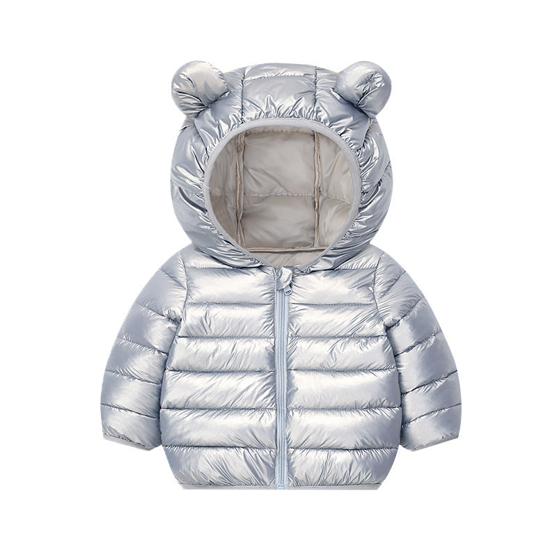 Printemps Automne et hiver Manteau de coton polyvalent de couleur solide pour les enfants