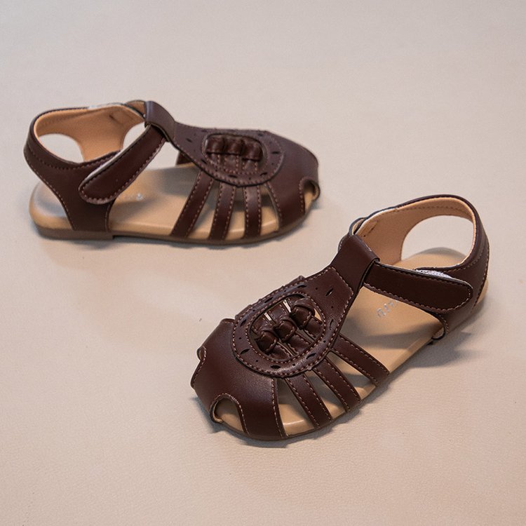 Ins Baotou Woven Roman Sandales Summer Korean Version Filles Hollow Princess Shoes Beach Wit
