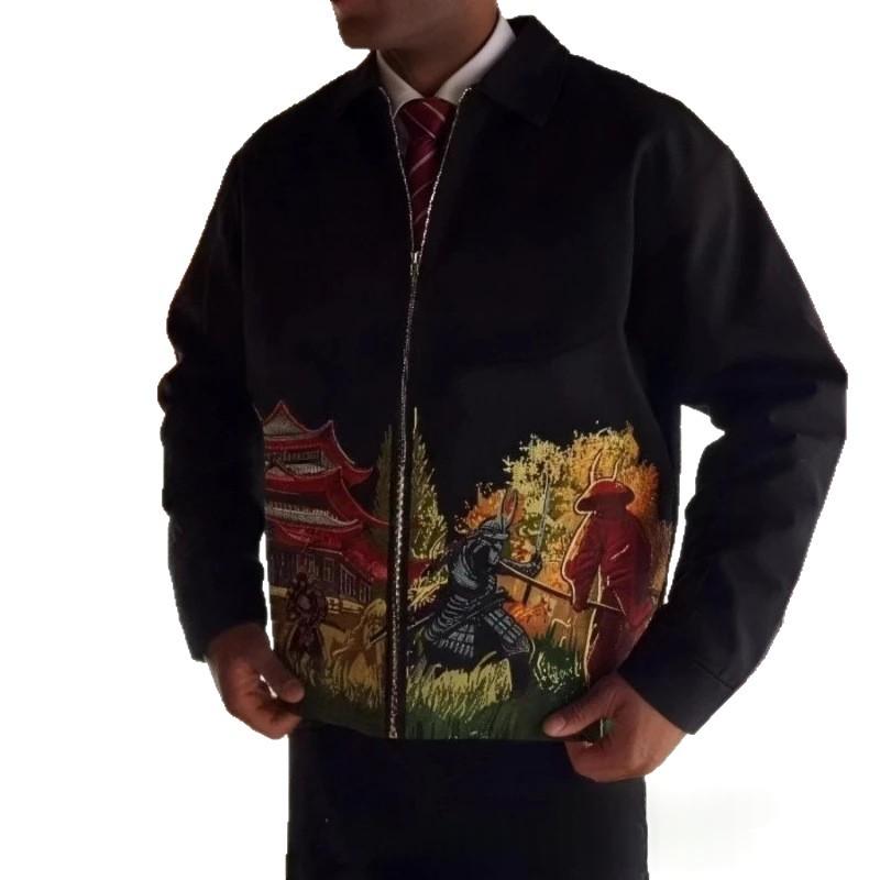 Veste à fermeture éclair brodée robuste