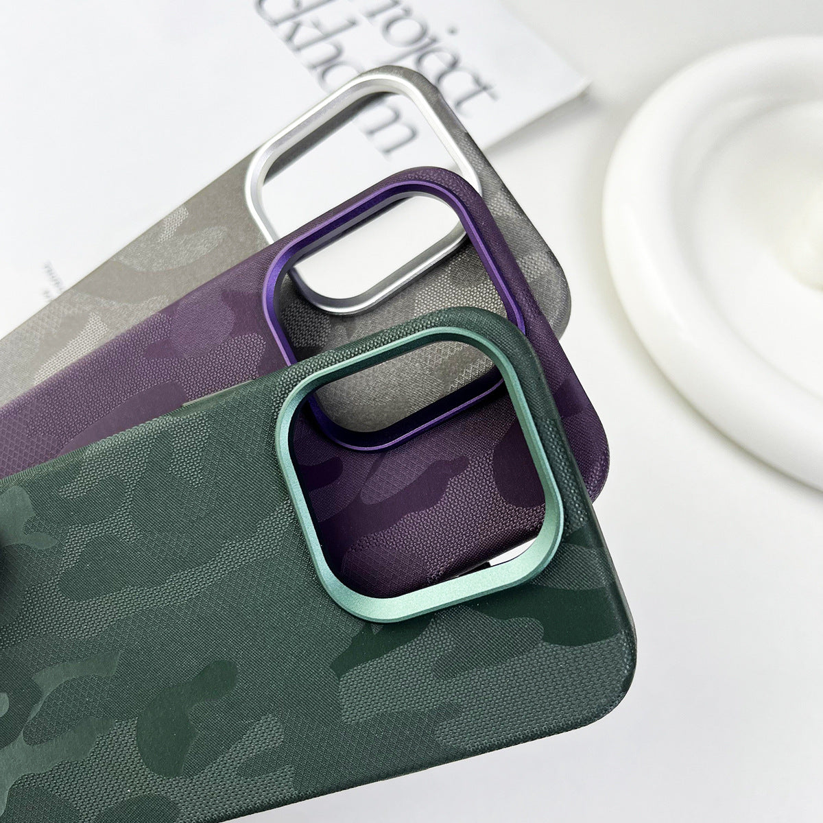 Boîtier de téléphone magnétique tout compris en cuir Camouflage