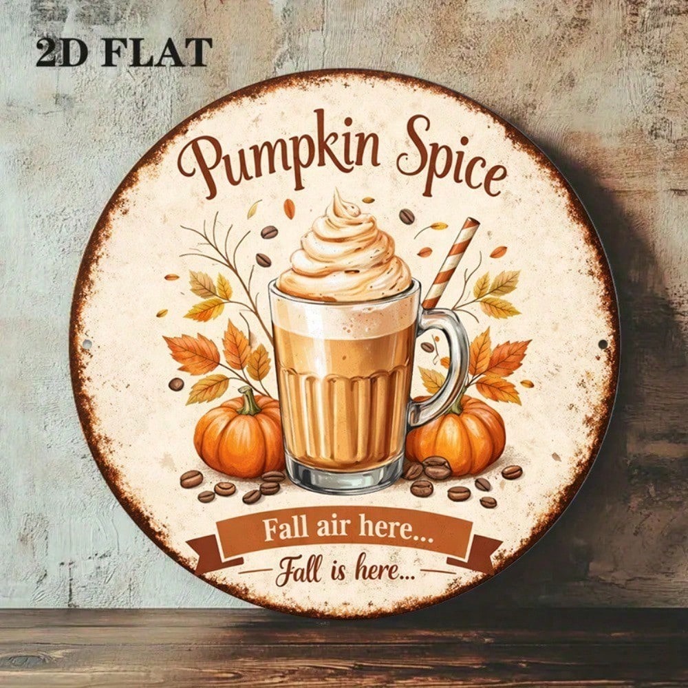 Vieille citrouille Spice Latte Ronde Panneau Retro Autumn Wall Decor