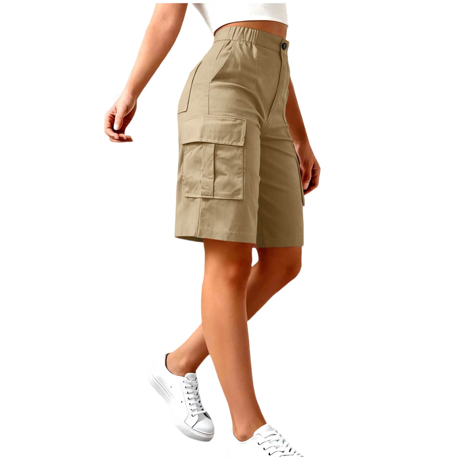 Shorts de fret haute taille pour femmes avec des poches multiples