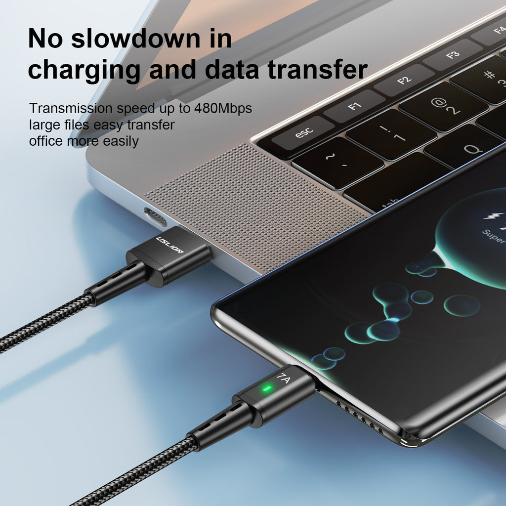 Câble de recharge 2M allongé tressé Type-c adapté pour le téléphone de données charge rapide