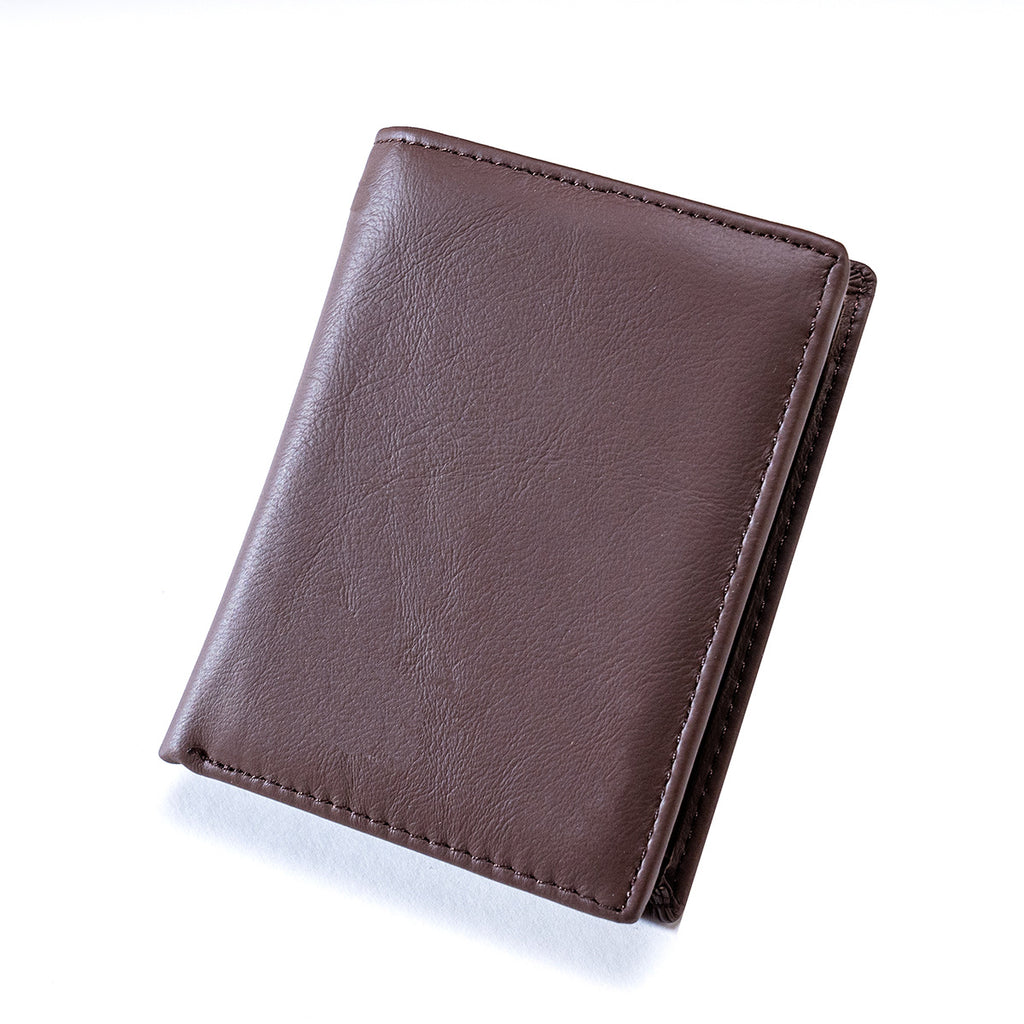 Portefeuille en cuir véritable homme Cowhide RFID Blocage