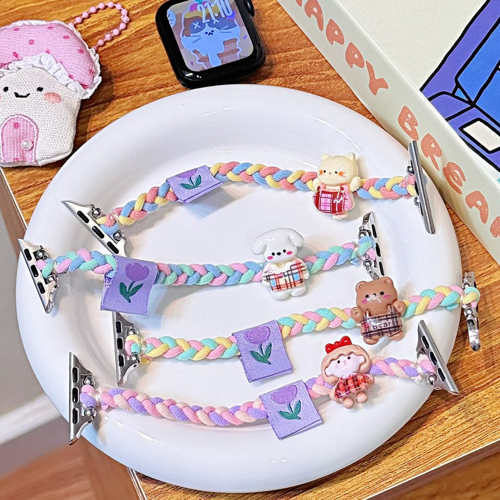 Bracelet de montre pour cheveux de caricature tricoté créatif