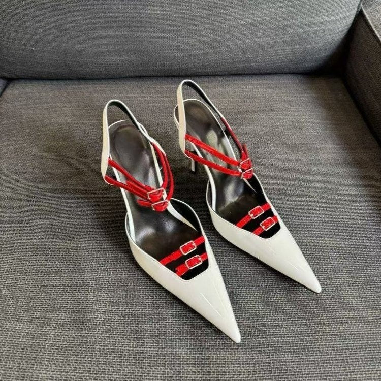 Femmes Printemps Summer Pointed Toe Stiletto Talons European American Fashion Slim Fit Versatil