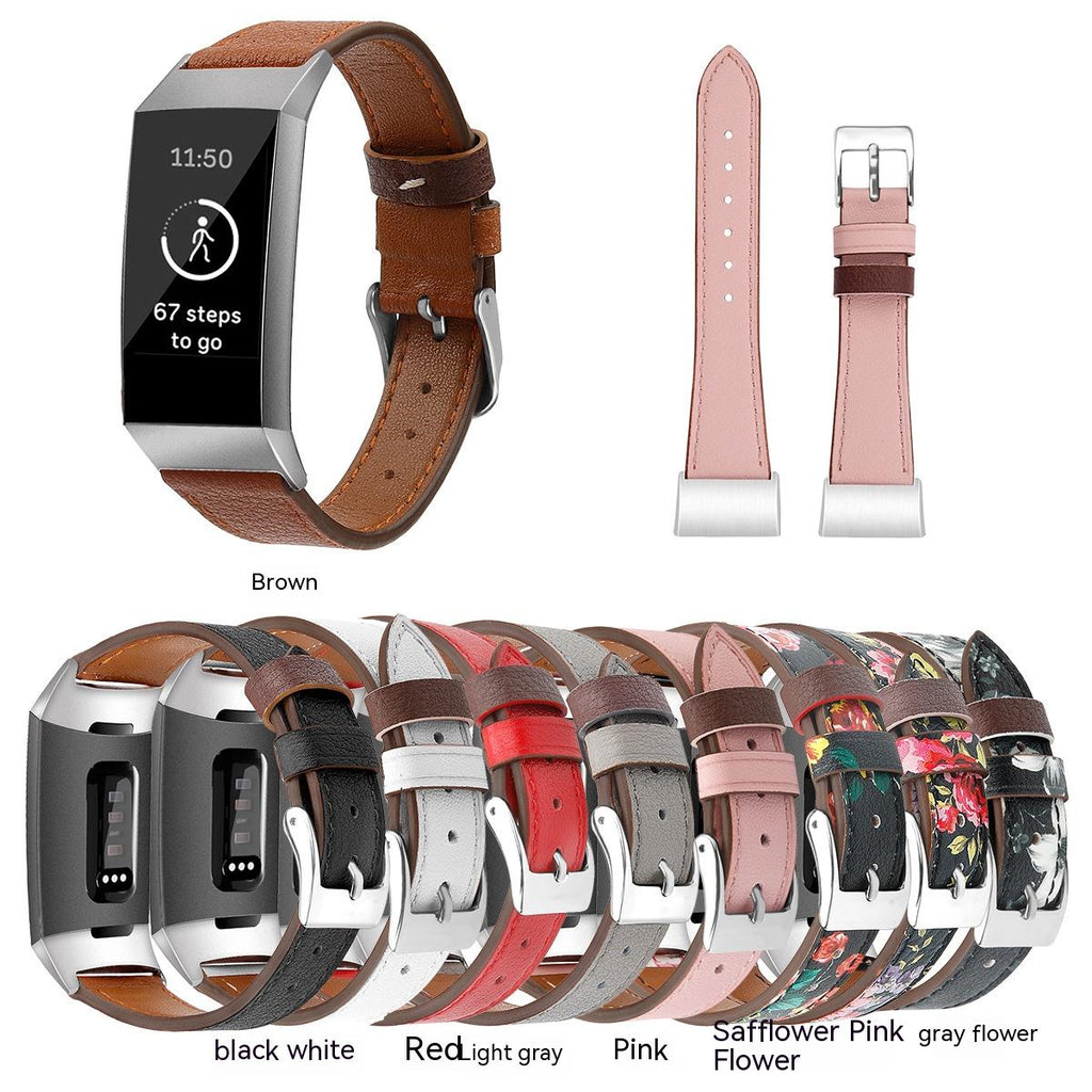 Pour Fitbit Charge34 Smart Watch Bracelet en cuir véritable Première couche Cowhide
