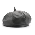 Femme de couleur solide PU cuir petit pointu-top Style élégant et doux Beret