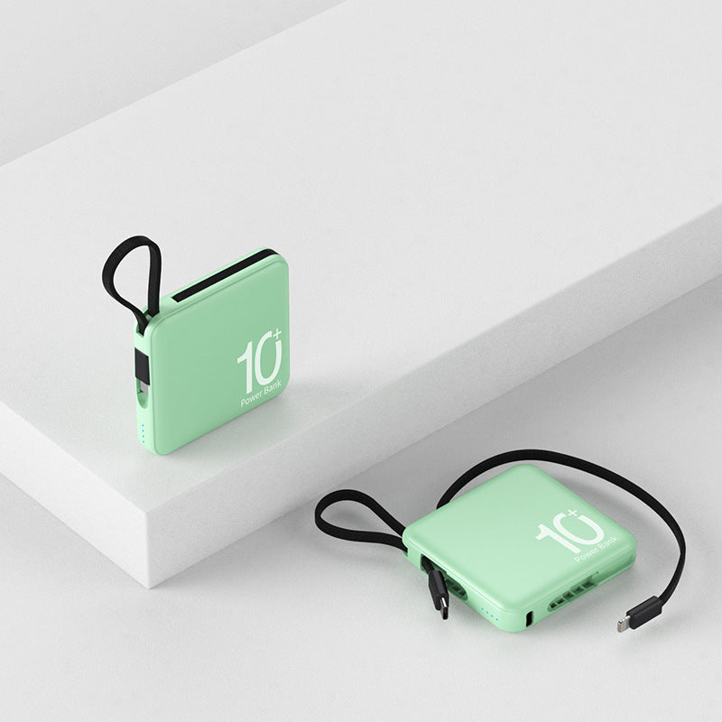 Mini Banque de puissance grande capacité petite et ultra-mince avec câble source d'énergie portable