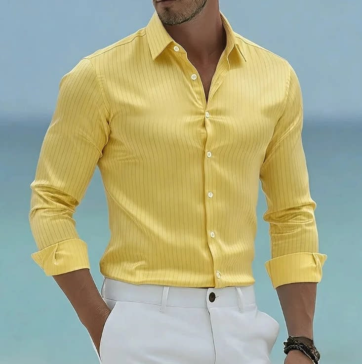 Chemise rayée manches longues pour hommes