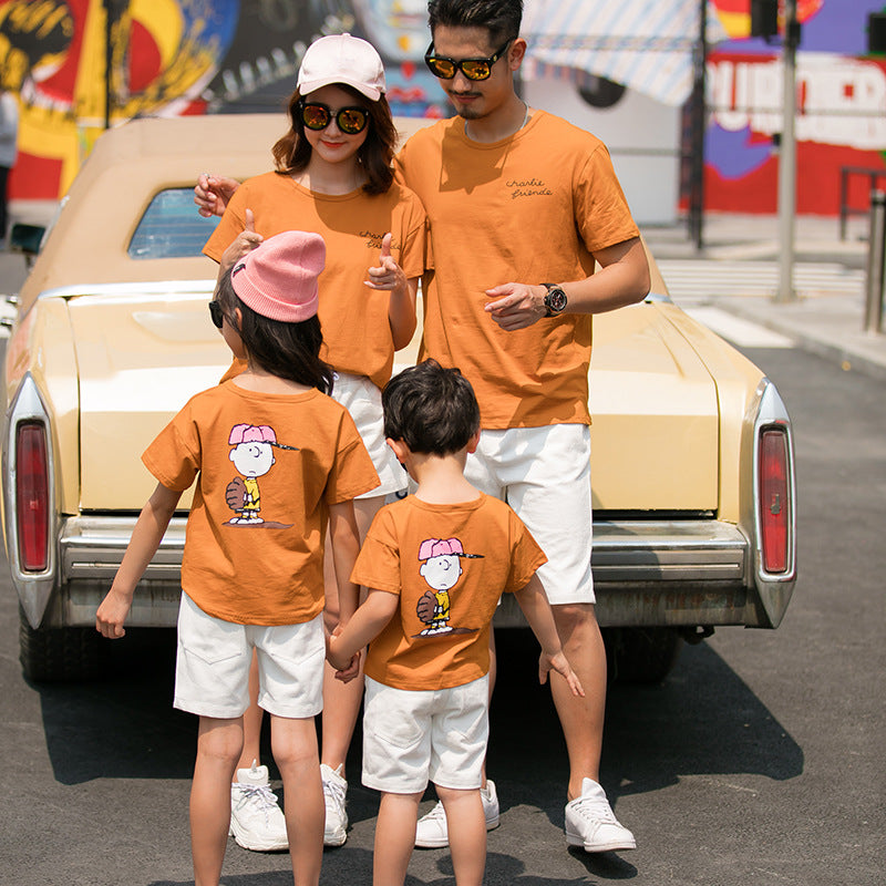 Vêtements parents-enfants Vêtements de famille Coton T-shirt à manches courtes Couple