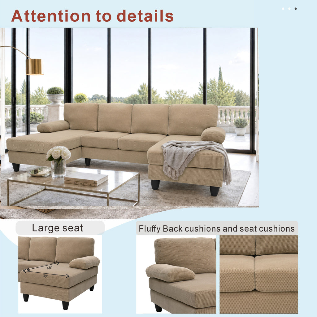 Nubby tapisserie U-Shaped Sofa